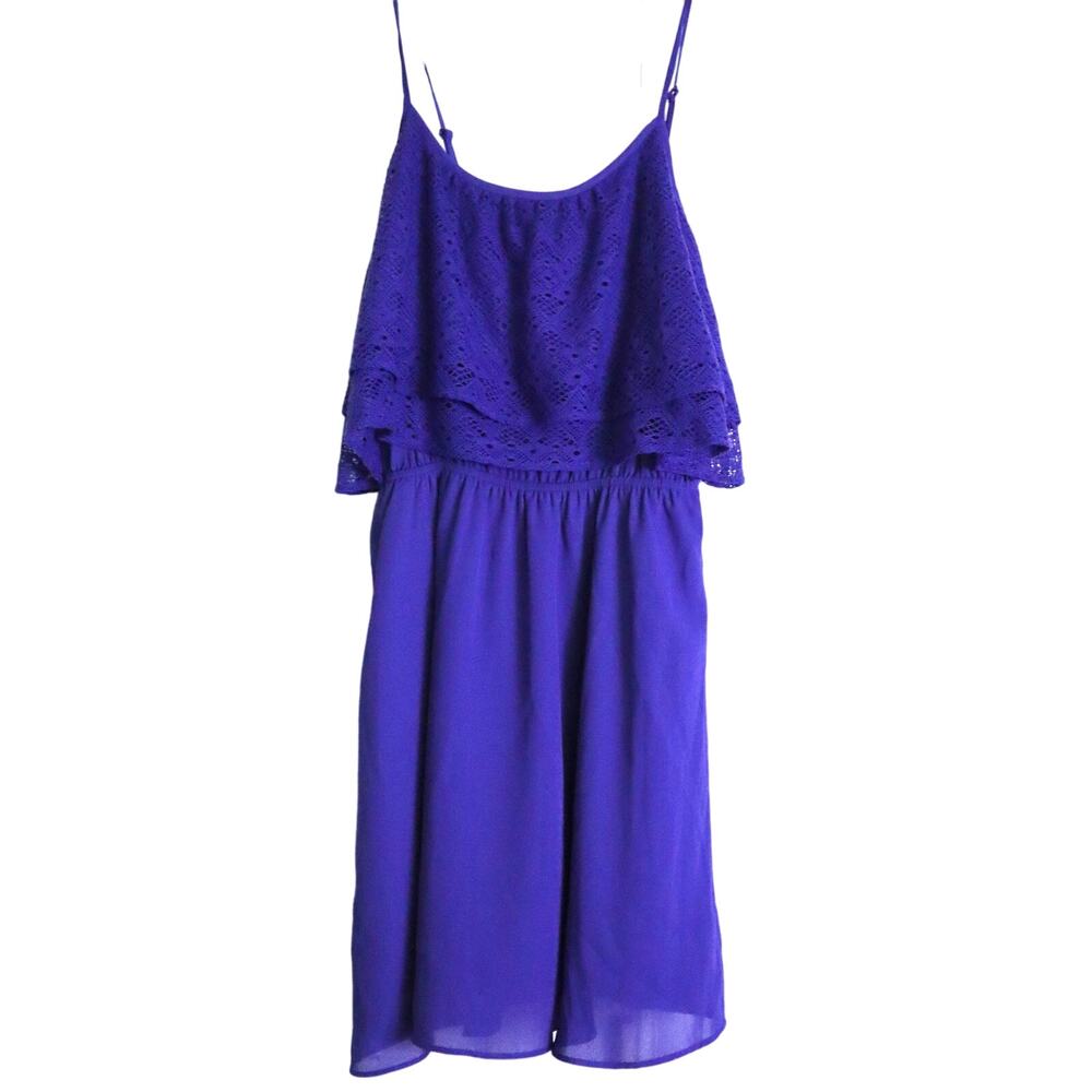 Princess Vera Wang Blue Tiered Ruffle Dress Elastic Chiffon Peasant Boho Mini